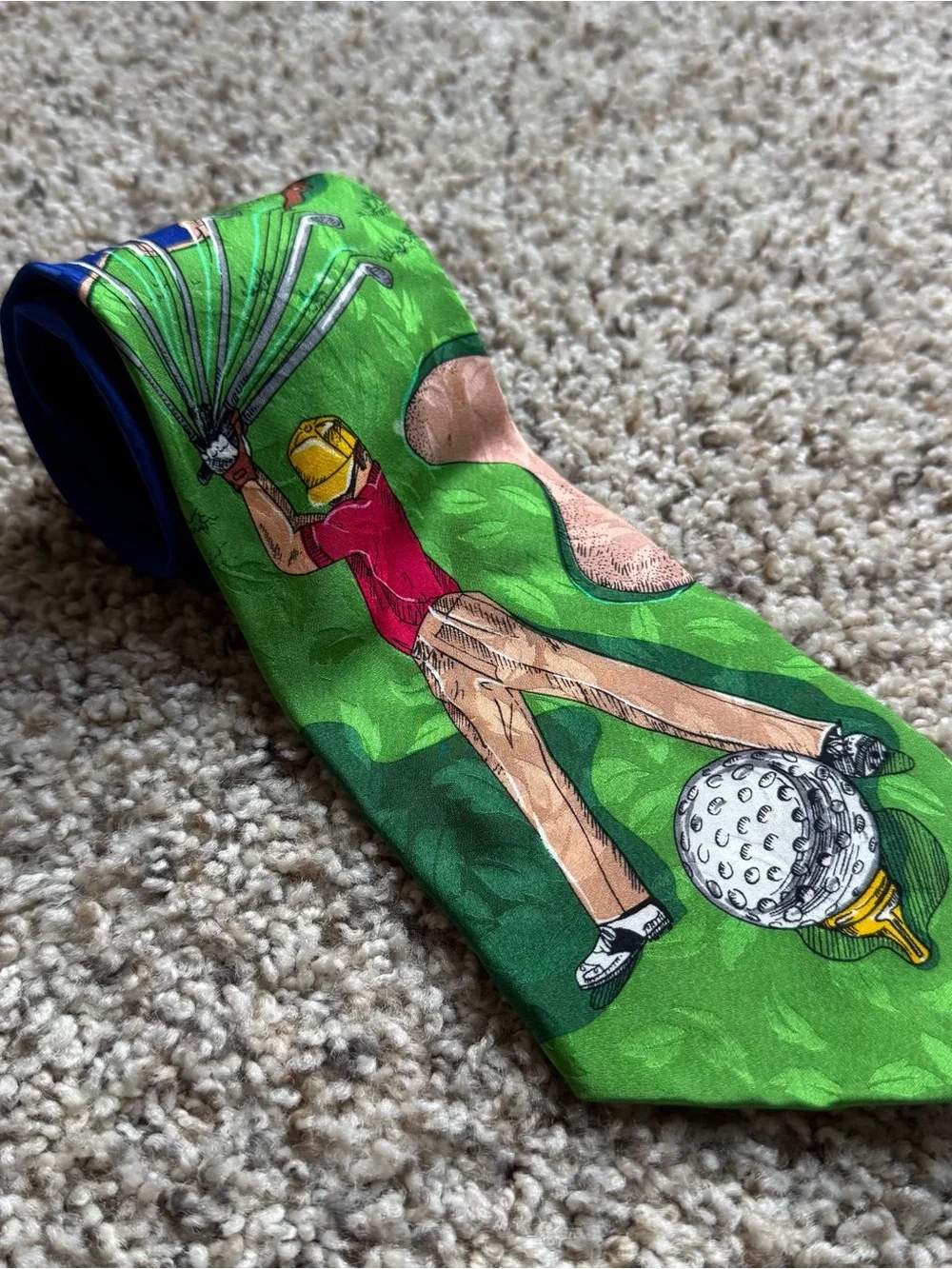 Vintage 1992 Nicole Miller Golf Tie 100% Silk Golfer Novelty Hand Sewn Korea
